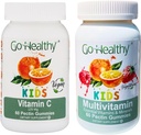 Go Sunde Multivitamin Gummies (1 flaske) og C-vitamin Gummies (1 flaske) for børn, Toddlers, Vegetar, Kosher & Halal, Gluten Free, Non-GMO bundle