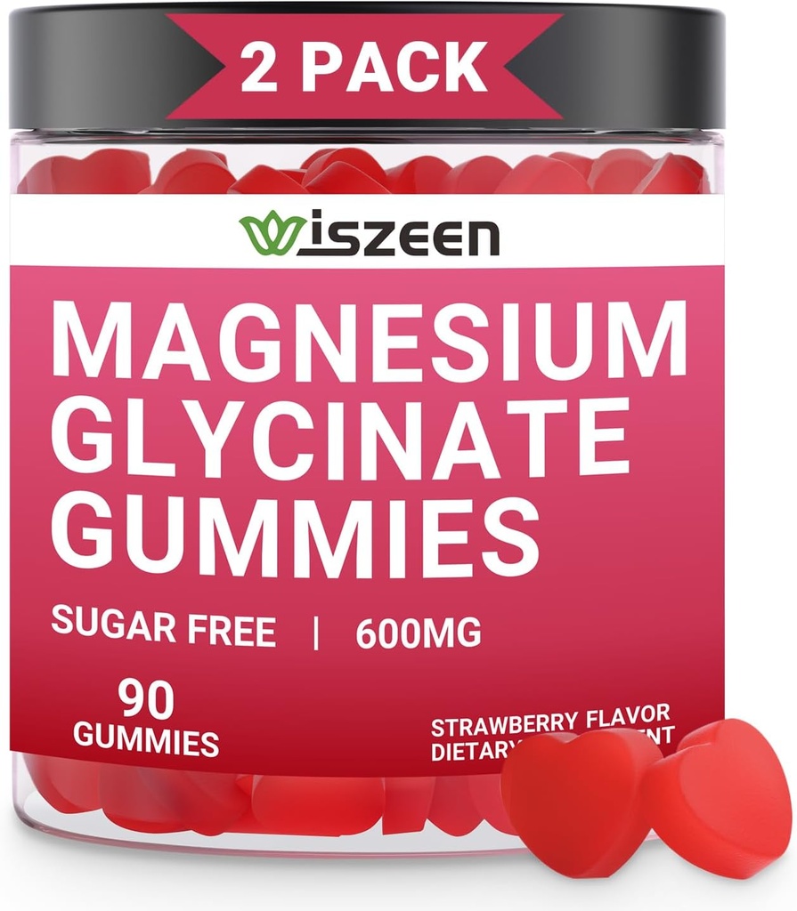 Magnesium Glycinat-Gummien - 60 Portionen - Magnesium Kalium-Gummigummis für Erwachsene mit L-Threonat, Magnesium-Ergänzungen Gummy Magnesium Glycinat (180Count)