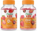 Zinc Lifeable 25mg Kids + Vitamin D Kids, Gummies Bundle - gran sabor, suplementos de vitamina, Gluten gratis, GMO gratis, Gummy Chewable