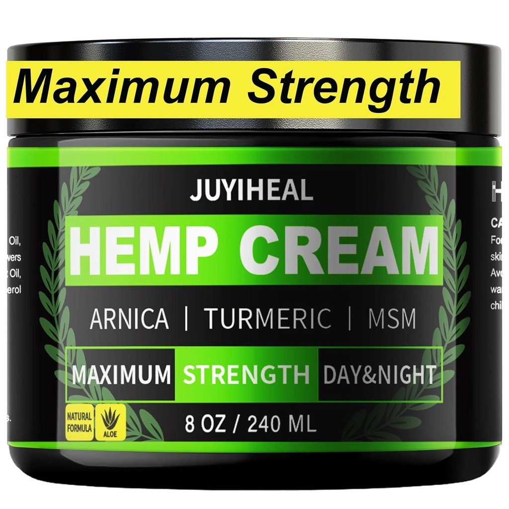 8 fl oz Natural Instant Hemp Cream - Maximálna sila - Arnica, MSM, Turmerica, Menthol, Aloe-Natural Hemp Oil Extract Gel