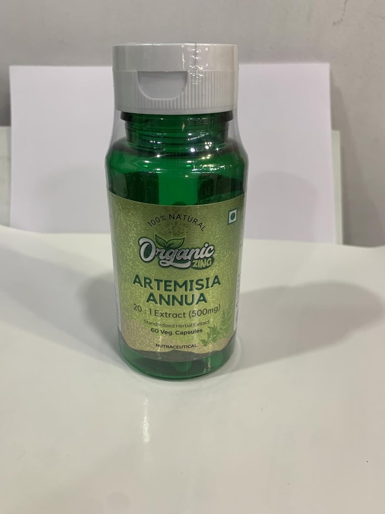ORGANIC ZING Artemisinin Capsules extracted from Artemisia Annua (Sweet Wormwood) - Vegan & Gluten Free - 60 Capsules 500mg