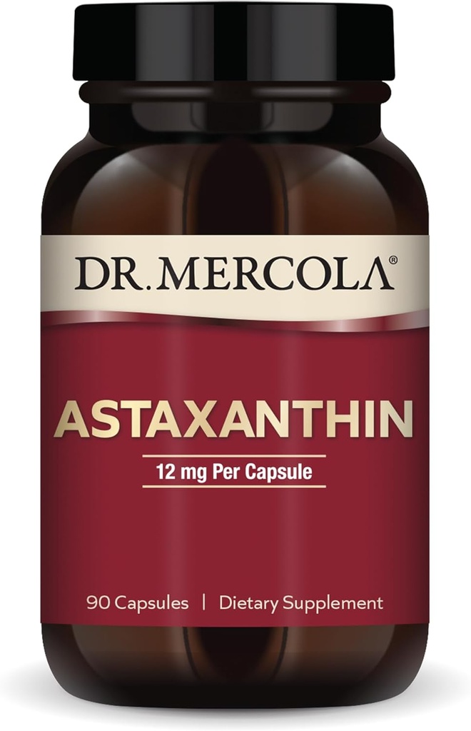 Tiến sĩ Mercola sinh học Astaxanthin - 12 mg Astaxatanthin - hỗ trợ thuốc kháng độc tính mạnh mẽ - Không-GMMO, Gluten & Soy- Free - 90 Capsules (90 phục vụ)