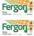 Fergon High Potency Iron Supplement Tablets, 100 Count, Pack of 2
