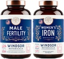 WINDSOR BOTANICALS Male Fertility Supplement and Iron Pills with Folic Acid - Fertility and Prenatal Bundle
