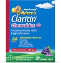 Bambini Claritin Chewables 24 ore Allergy Relief, Non Drowsy Kids Allergy Medicine, Grape Antihistamine Chewable Tablets, 30 Conte