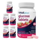 TRUEplus Glucose Tablets, Chewable, Raspberry Flavor, 15g Fast-Acting Carbohydrates, Fat Free, Gluten Free, Boost Energy, 50 Count, 6 Bottles