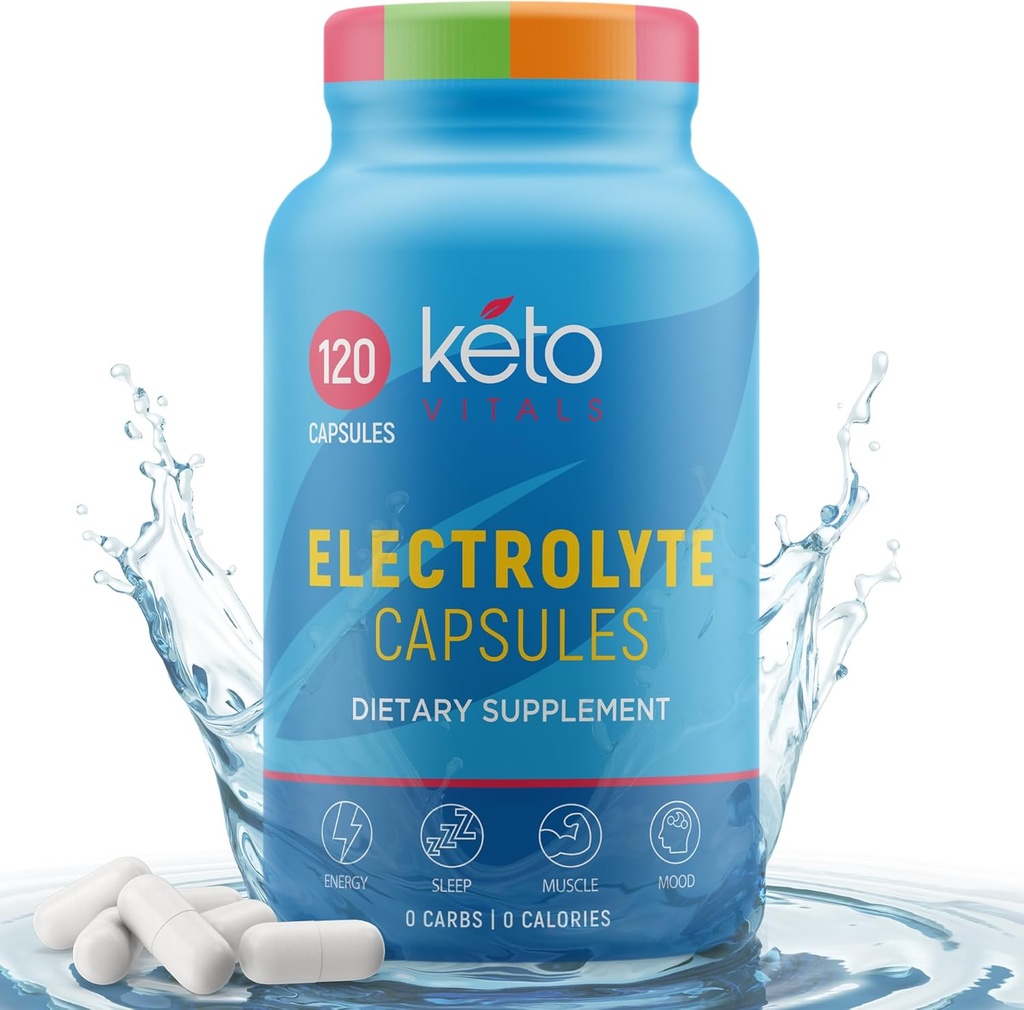 Keto Vitals Electrolyte Capsules  The The Original Keto Electrolyte Pills supplement | Salt Electrolyte Tablets for Hydration | Calorie-Free - Carb-Free KetoVitals Electrolyte Capsules