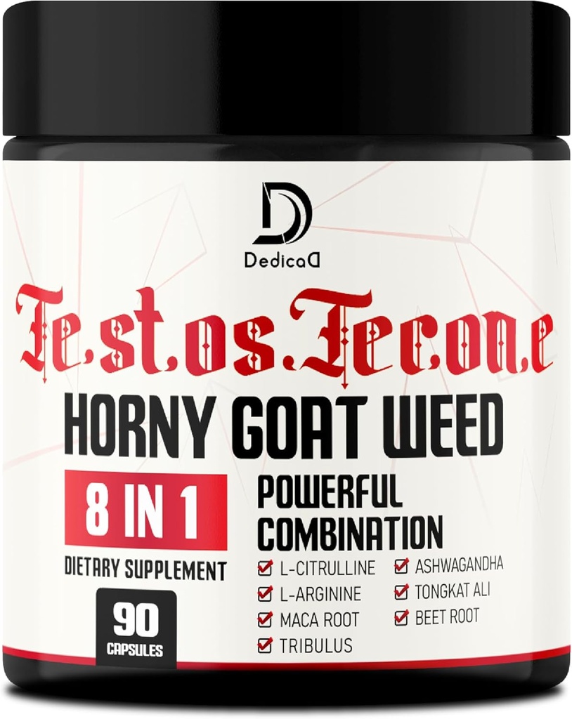 90 капсул - 8in1 Horny Goat Weed для мужчин, Tribulus Terrestris, L-Arginine, Maca Root, Tongkat Ali, Beet Root - Силовая поддержка мышц энергетического тренинга