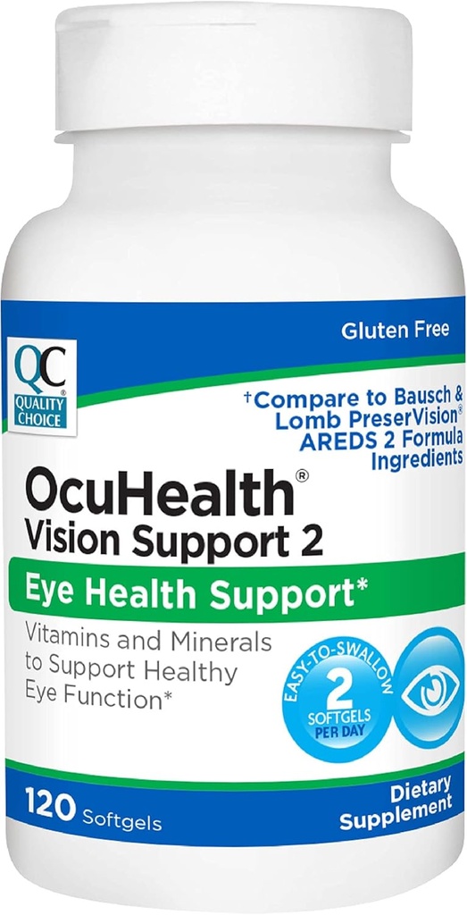 Quality Choice Ocuhealth, Eye Health Vission Support 2 Vitamin & Mineral supplement Softgels, 120 count Bottles