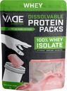VADE Nutrition Distimetable Protein Packs - 124; Strawberry Milkshake Whey Isolate Protein Powder, On- Thein-, Low Carb, Alacsony kalóriatartalmú, Laktózmentes, Glükózmentes, Zsírmentes, Cukormentes, Lean, 30 adag