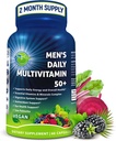 Men's Daily Multivitamine 50 Plus - Vegan Methylated Multivitamine pentru bărbaţi 50 şi peste - Saw Palmetto, Biotin, Organic Superfoods, Lutein - ochi, energie, Gut, Health Support - Uşor de înghiţit capsule