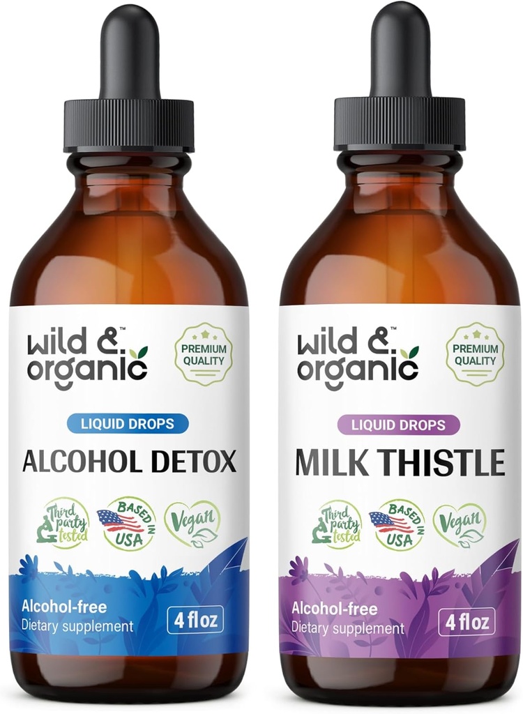 Wild & Organic Alkohol Detox Ticture 4 lf oz & Milk Thistle Tincture 4 fl oz