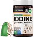 BIO KRAUTER Iodine Gummies - 60 ビーガン咀嚼 - 250 mcg カリウム ヨウ素 - ヨウ素サプリメント Selenium Zink - アップルの味、ペクチンベースの咀嚼