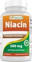 Meilleurs naturels Niacine 500mg 250 comprimés avec flushing - également appelé vitamine B3 (250 Nombre (paquet de 1))