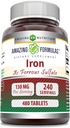 Amazing Formulas Iron as Ferrous Sulfate Supplement | 65 Mg | Tabletler | Non-GMO | Gluten Free | Made in USA (480 Count)