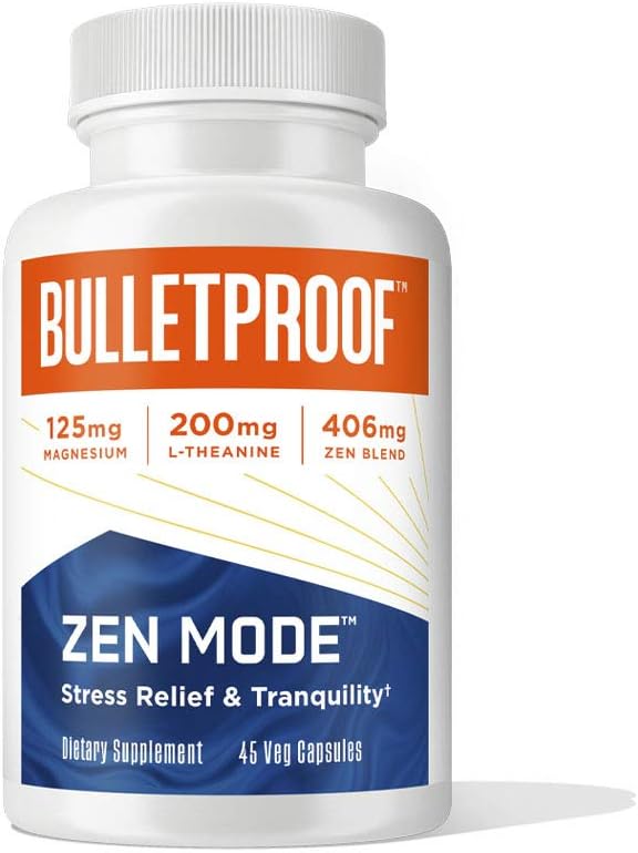 Bulletproof Zen Mode Stress Relief and Tranquility Capsules, 45 Count, Supplement for Calm and Relaxation