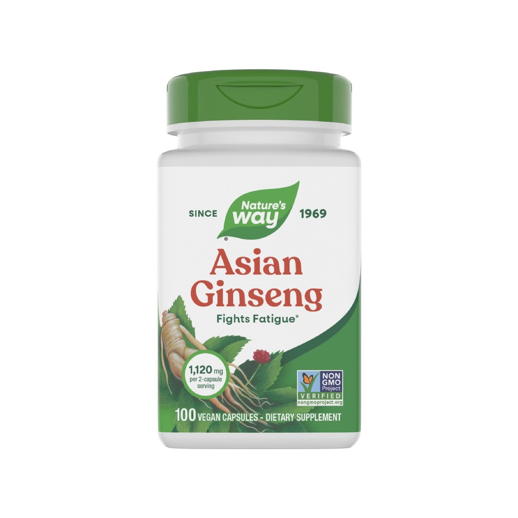 Nature's Way Asian Ginseng, Fights Fatigue*, 1,120mg Per 2-Capsule Serving, Non-GMO Project Verified, Vegan, 100 Capsules (Packaging May Vary)