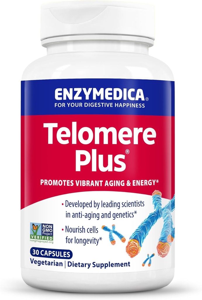 Enzymedica, Telomere Plus, Enzym Support för cellulär hälsa, 30 kapslar