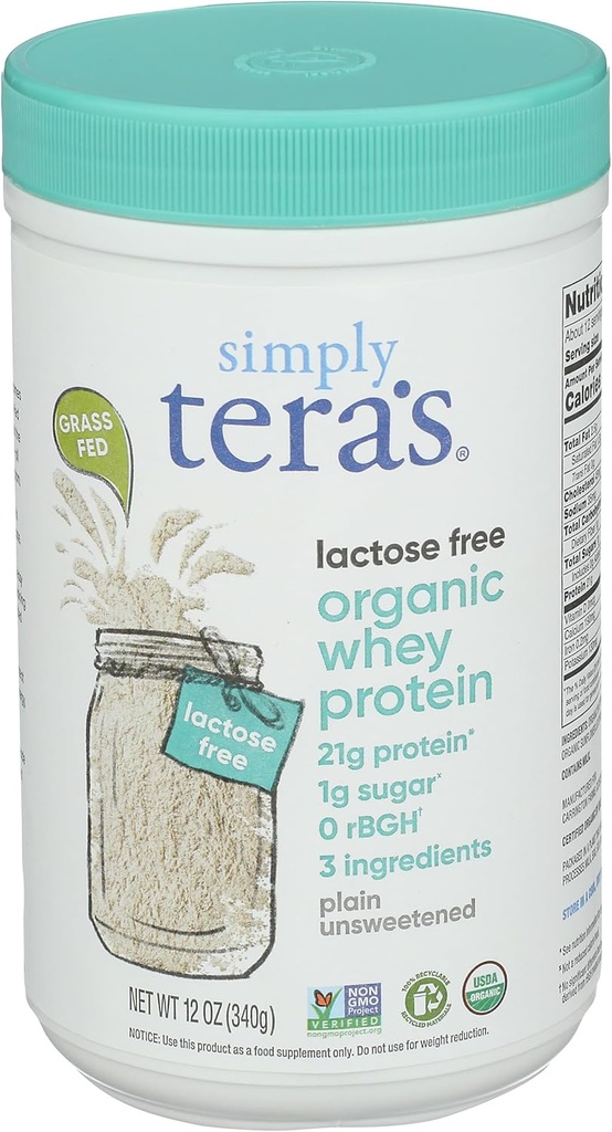 Просто Tera'S Organic Plain Lactose Вільний Whey протеїн, 12 Oz