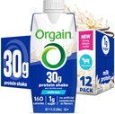Orgain 30g High Protein Shake, Mlečni izolat Mlečni proteini, Vanilla Bean, 5g BCAA, 1g sladkorja na obrok, Zamenjava obroka, Pripravljen za pitje, Keto prijazno, Gluten-free 11 Fl Oz (Pack of 12)