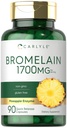 Carlyle Bromelain 1700 mg | 90 Capsules | Pineapple Enzyme Supplement | Non-GMO and Gluten Free