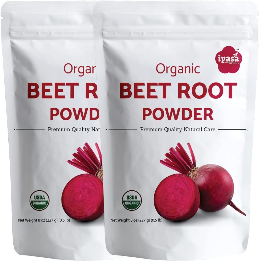 Iyasa Organic Beet Raiz de pó, Planta à base de, Vegan, Sem glúten, Superalimento de beterraba para cozimento e cozimento 1 lb 16 oz 453 gm