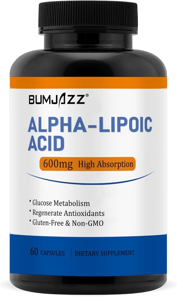 Alpha Lipoic Acid 600 מ"ג, מסייע לתמוך Glucose Metabolism ו- Regenerate Antioxidants non-GMO - Gluten Free - Soy Free - 60 Count
