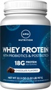 MRM Nutrition Whey Protein | 초콜릿 맛 | 18g Protein | 2 억 probiotics + 소화 효소 + BCAAs | 높은 흡수 + 소화 | 호르몬 + 항생 무료 | 33 서빙