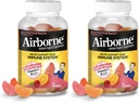 Airborne Vitamin C 750mg (per Serving) - Assorted Fruit Gummies (63 Count in a Bottle), Gluten-Free Immune Support Supplement with Vitamins C E, Selenium (Pack of 2)