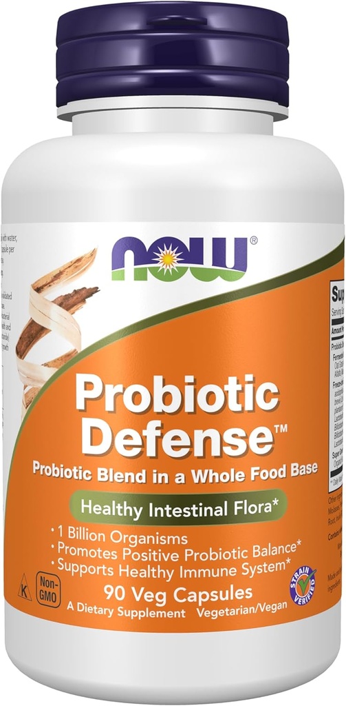 Now Foods 补充食品 Probiotic Defense Probiotic Blend in a 整体食品基地 拥有1亿个有机体 90 Veg Capsules