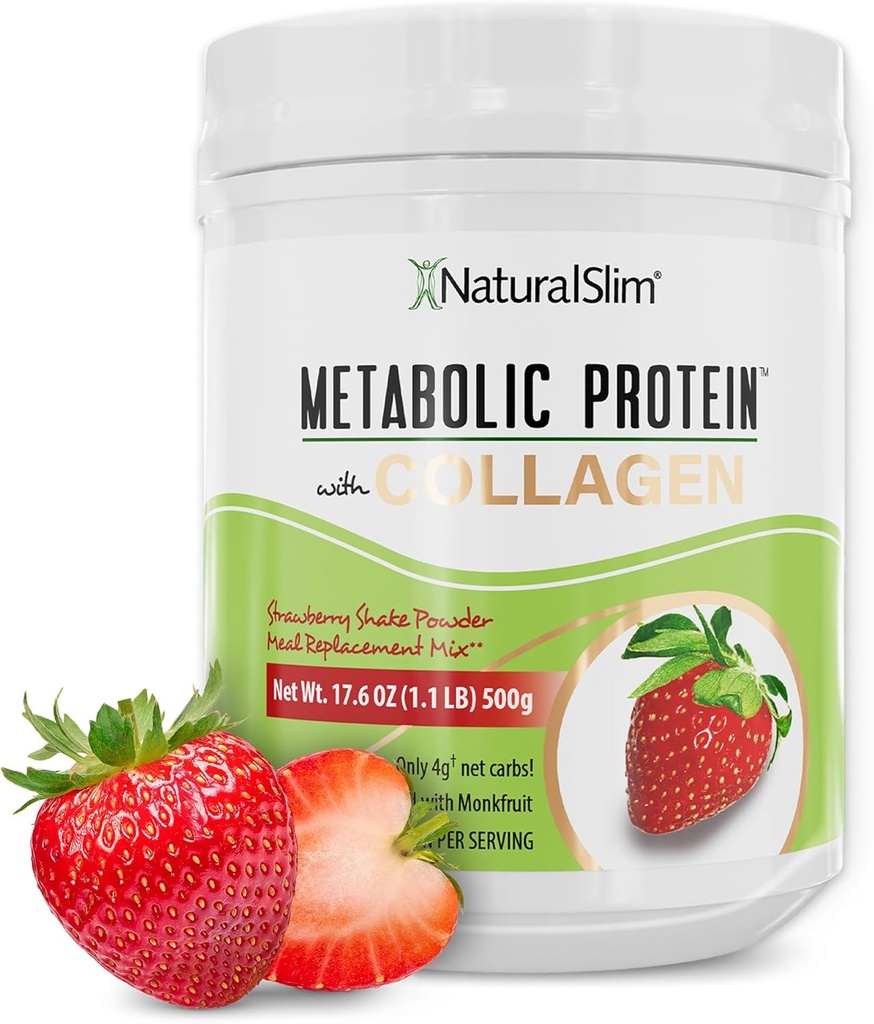 Metabolisk proteinpulver med Collagen, Whey Protein Powder Shake, Hydrolyzed Collagen med L-Glutamin för Metabolic Support, Digestion, Skin, Joints & Muscle, Low Carb Meal Replacement, 17.06 oz