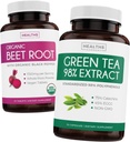 Beet Root & Green Tea Extract (2- Week Supply) Beet & Tea Power Mix - Organic Beet Root with Black Pepper for Absorption 1250mg (30 tablet) & Green Tea Extract 98% with EGCG 1000mg per serve (30 caps)