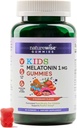 Naturewise Kids Melatonin Gummies 1 mg - Drog- Free, Non- Habit Forming Sleep Aid for Children Ages 4 & Up - Jahodové ochucené gumové medvídky - Vegan, Gluten Free, Non- GMO - 60 Počet [2- Month Supply]