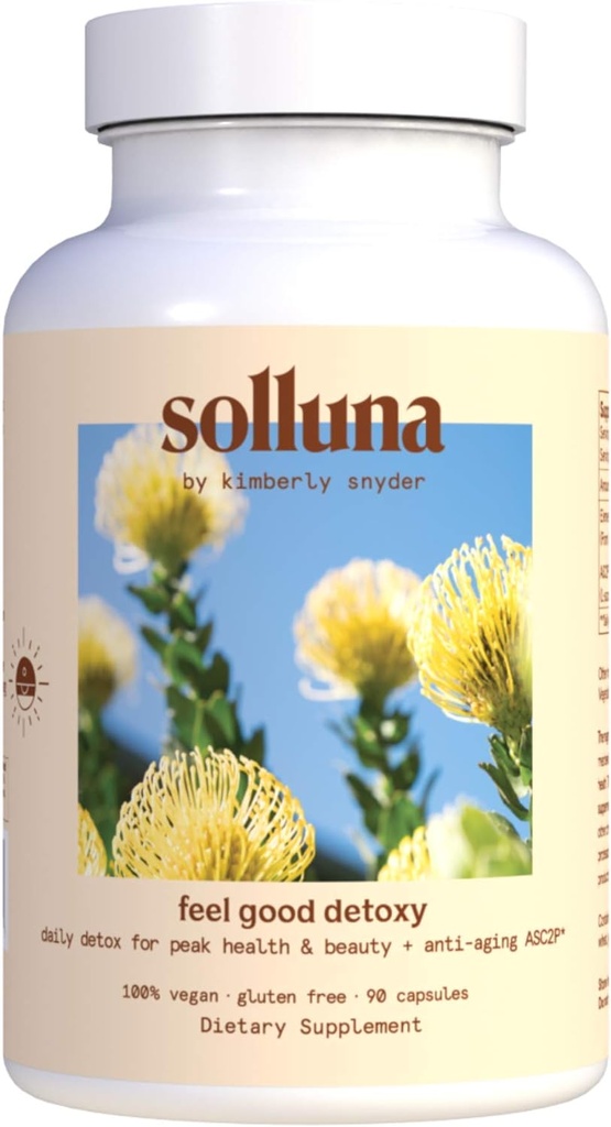 Solluna by Kimberly Snyder Oxygenated Magnézium Colon Cleanse with Asc2P - Gentle Detoxification and Bloating Relief - Fast Action, Non-Laxative Detox for Digestive Health (90CT) Vegan & Non-GMO
