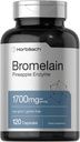 Horbäach Bromelain 1700 mg | 120 kapsler | Støtter Digestiv helse | Pineapple Enzyme Supplement | Non-GMO, Glutenfri
