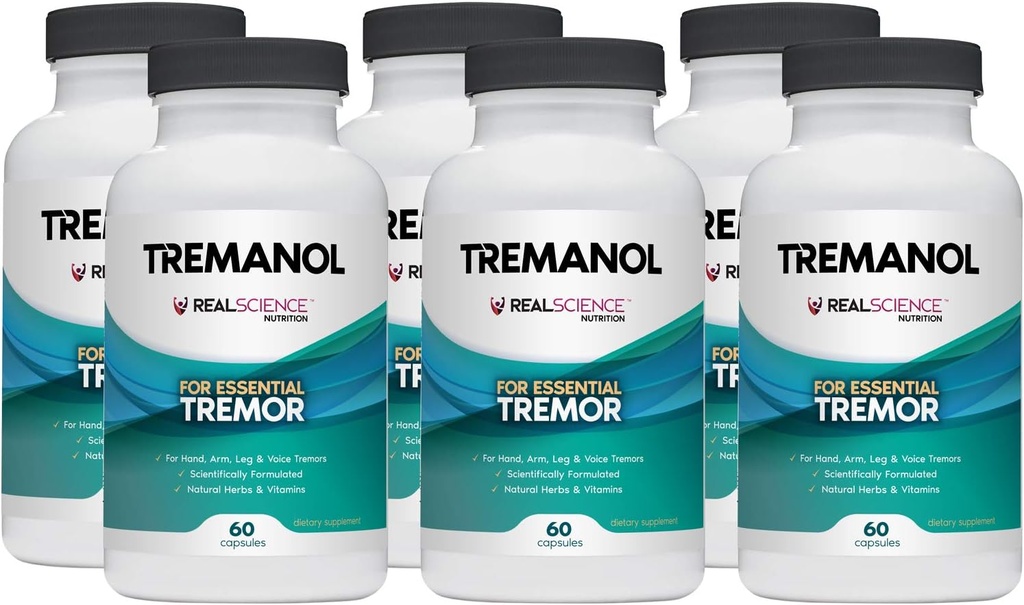 Tremanol – Pacote de 6 - Ajuda Natural para Tremor Essencial - Fornece alívio para Mãos Shaky, Braço, Perna, & Tremor Voz