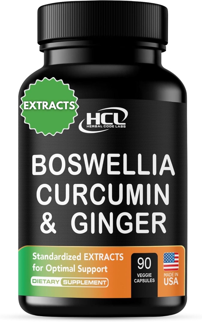 Boswellia Curcumin 姜汁抽取补充 – 强95% Curcuminoids 流动性和灵活性的自然支持药 – 外强 Boswelia 与 Turmeric Curcumin 有机姜汁补充