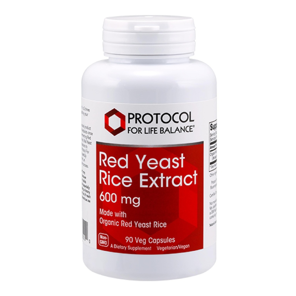 PROTOCOL FOR LIFE BALANCE Red Yeast Rice 600 mg - Made with Organic Red Yeast Rice - Dairy Free & Egg Free - 90 Veg Capsules