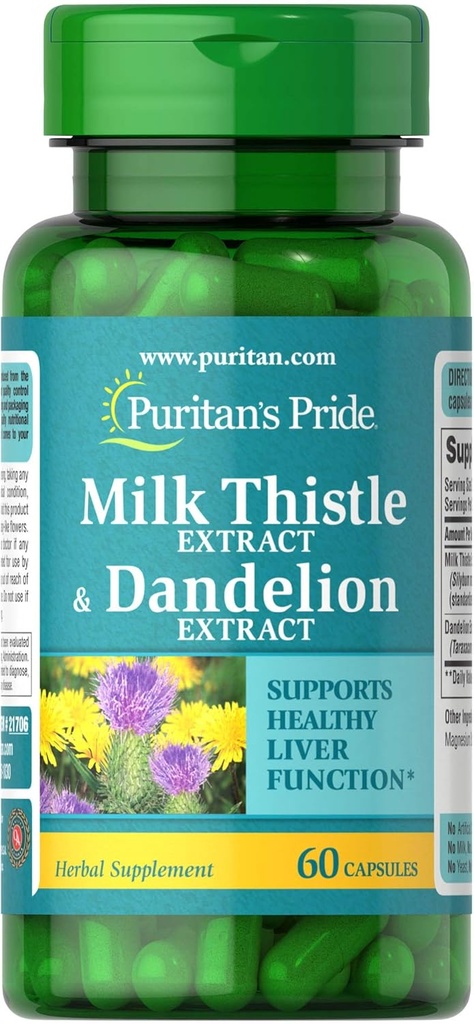 Puritan's Pride Milk Thistle " Dandelion Extract 60 count