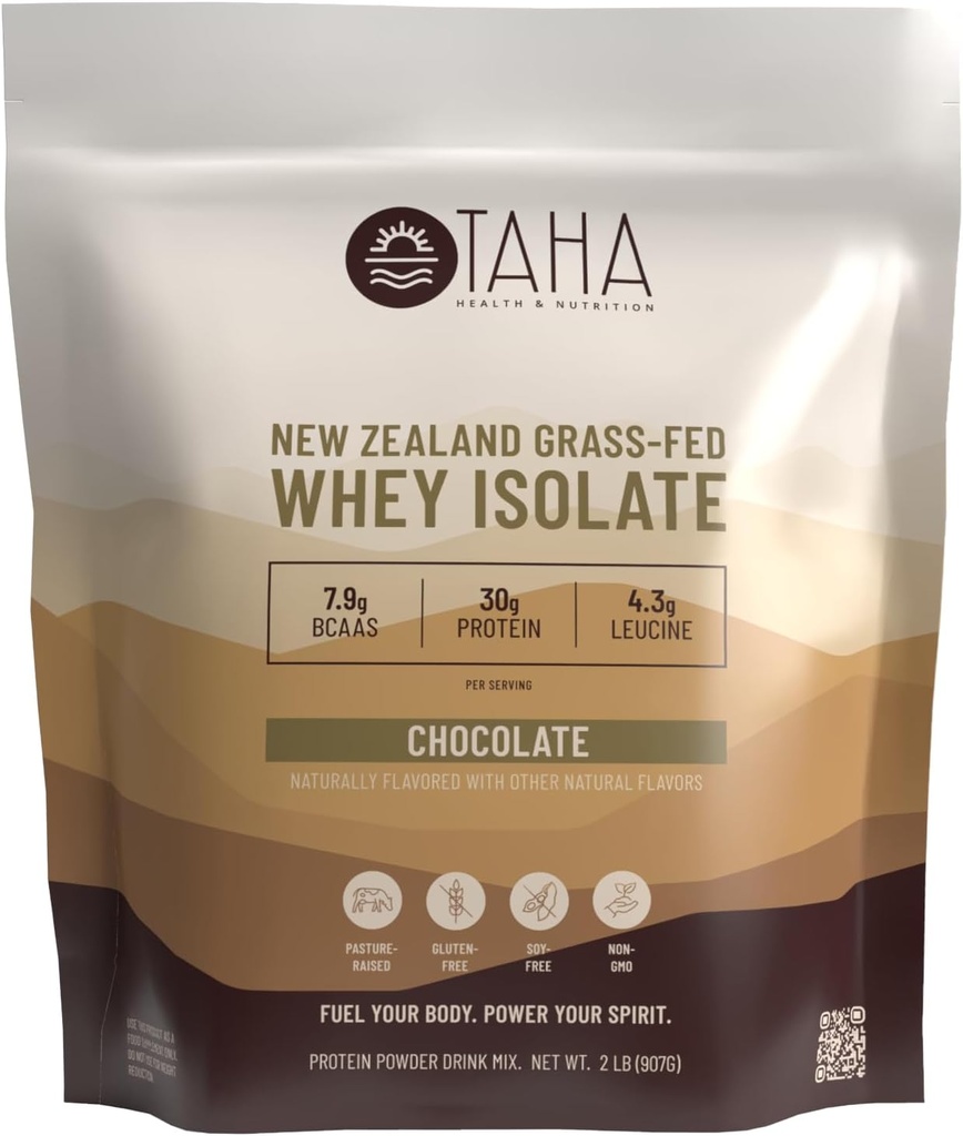 Taha Health & Nutrition Chocolate Whey Protein Isolate Powder, 30g Protein, 7,9g BCAAs, 4,3g Leucina .