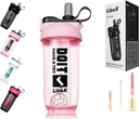 Litex Shaker bình sữa lắc cho Protein Shakes, 26oz Smper Shaker cho pre-workout, shaker Cups with Straw, BPA- free Tritan Miser cho Protein Powder, với chổi cốc và hướng dẫn (Pink)