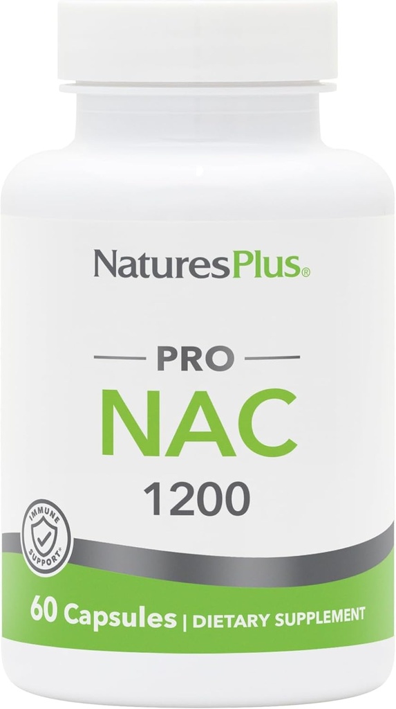 Natures Plus PRO NAC 1200 mg - 60 Kapsule - Rozhodujúce pre Replenishing Glutatión - Non-GMO, Vegan & Gluten Free - 30 Servings