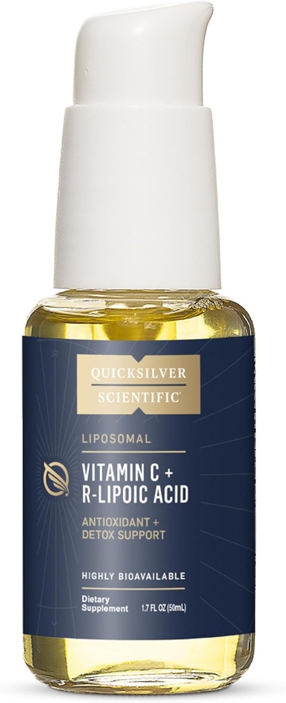 Quicksilver Vitamina C científica + R Ácido Lipóico - Vitamina C lipossomal com RLA - Antioxidante, Detox e Imune Suplemento de Suporte - com Absorção Superior (50 ml)