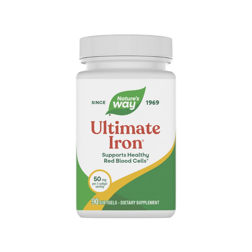 Nature’s Way Ultimate Iron, Healthy Red Blood Cells*, 50 mg per Serving, Gluten-Free, 90 Softgels