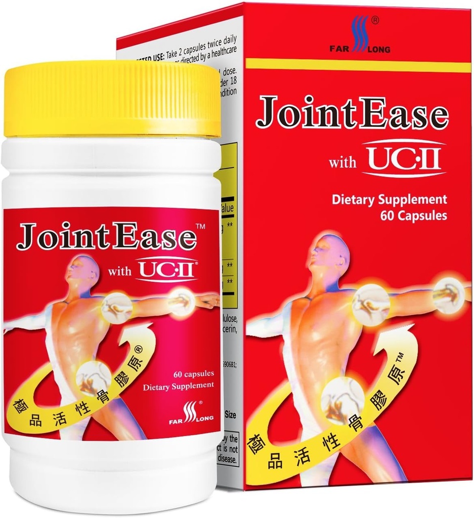 FARLONG JointEase med UC-II, Undenatured Typ II Collagen, Glucosamine Hydrochloride, Chondroitin Sulfate, Joint Dietary Supplement | 60 kapslar