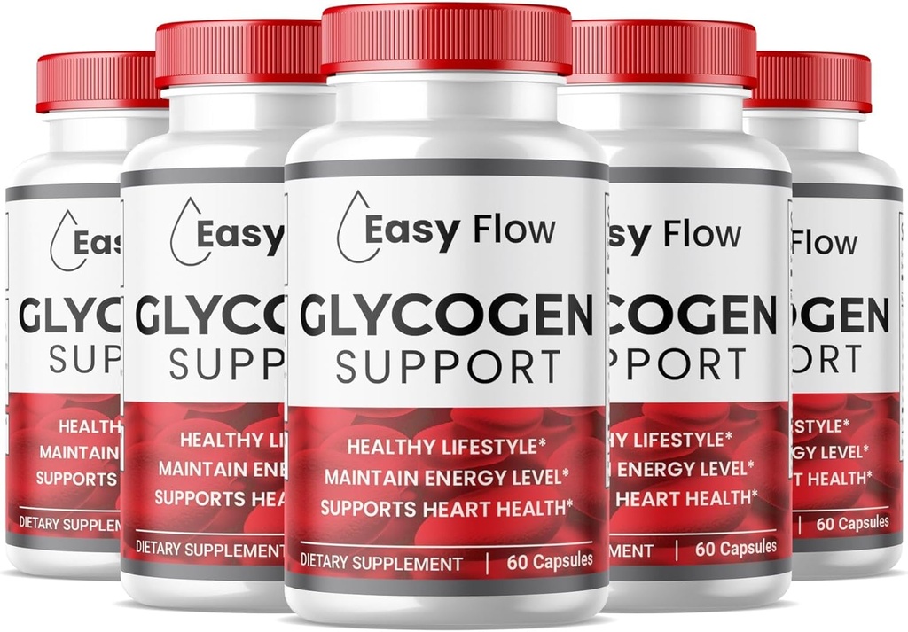 (5 Paket) Easy Flow Glycogen Support Capsules, Premium EasyFlow Glyco Optimizer Formula, Natural Blood Ship Cleaner, Natural Materiallar (300 Kapsül)