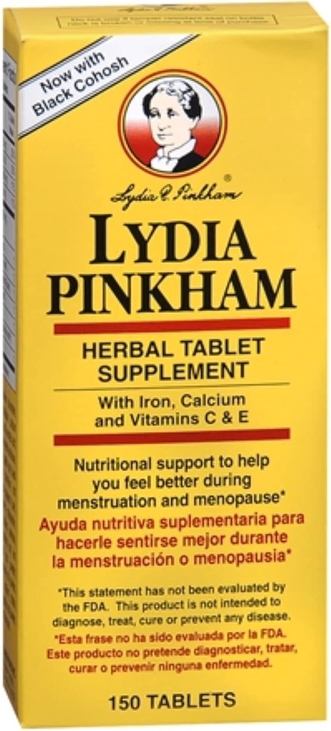 Lydia Pinkham Herbal Comprimido Suplemento 150 Comprimidos (Pacote de 4)