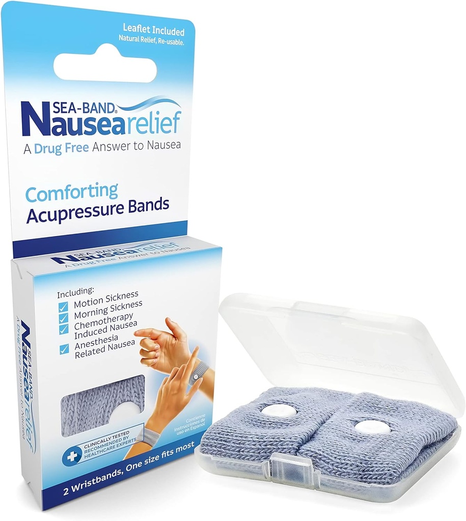 Dramamine kvalme Ginger Chews, 20 greve og sjø-Band Anti-Nausea Acupressure Wristband for bevegelse og morgen sykelighet, 1 par