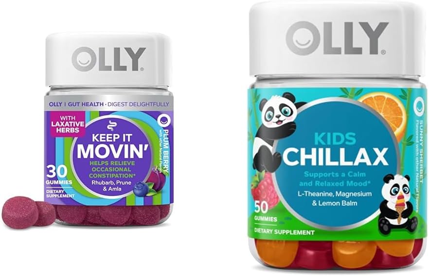 OLLY Constipation Relief Gummies 30ct + Chillax Kids Calm Chews 50ct