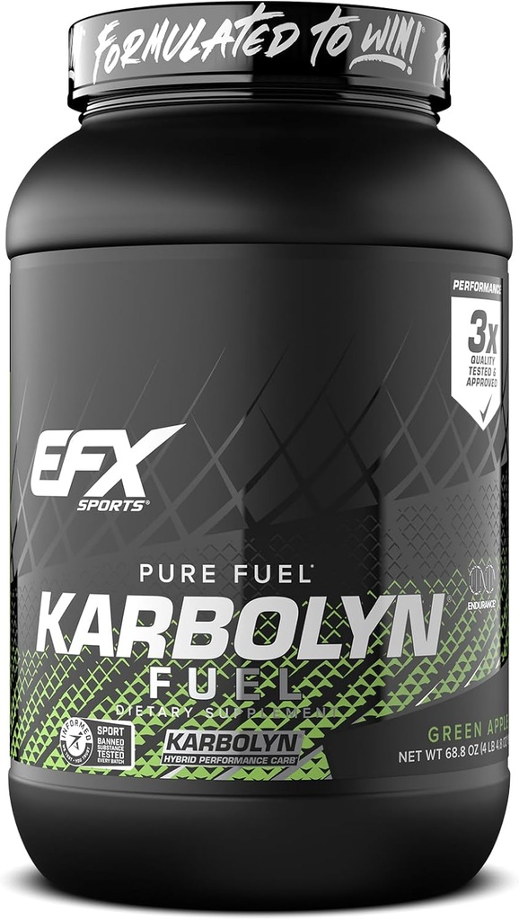 EFX Sports Karbolyn Fuel 124; Fast-absorbing Carbohydrate Powder 124; Carb Load, Substained Energy, Quick Recovery 124; Stimulant Free 124; 35 Servings (Green Apple)